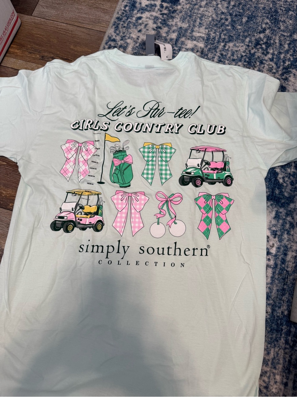 Simply Southern Girls Country Club Tee - Mint with Pink & Green